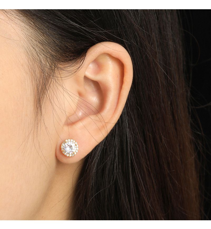 Orecchini versatili, orecchini con opale fresco, orecchini a bottone con quattro griffe e un diamante rotondo._voghion.com