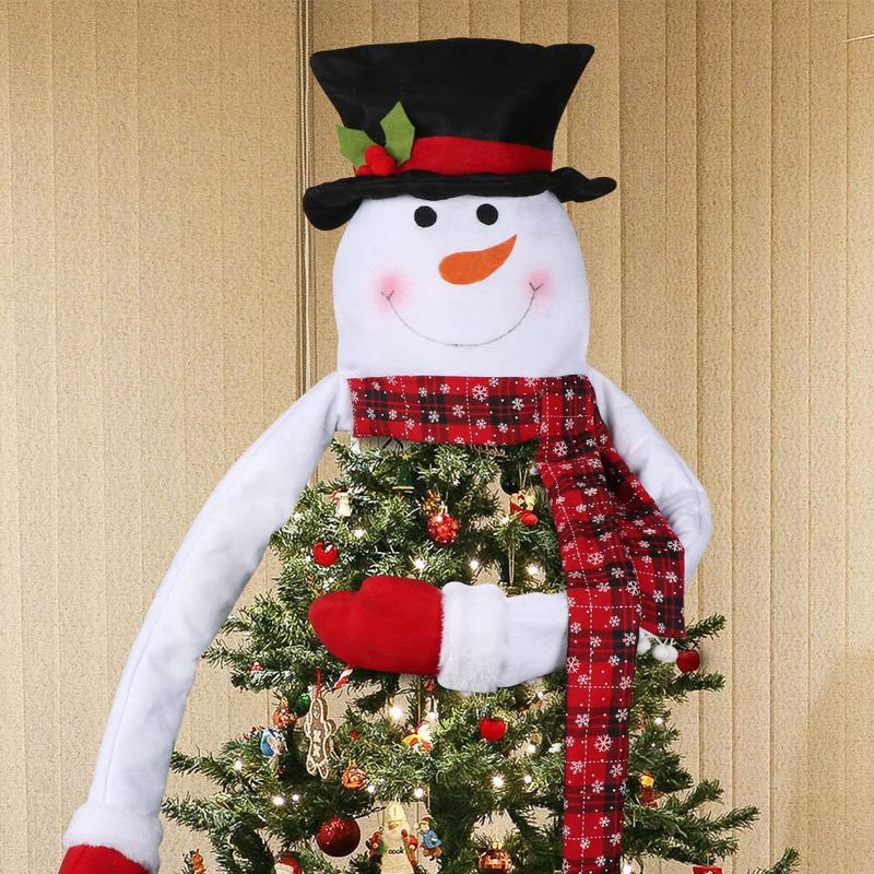 Weihnachts-Schneemann-Baumspitze, Stern – große, festliche Baumdekoration für die Feiertage, Heimdekoration, Weihnachtsschmuck, Winterthema_voghion.com