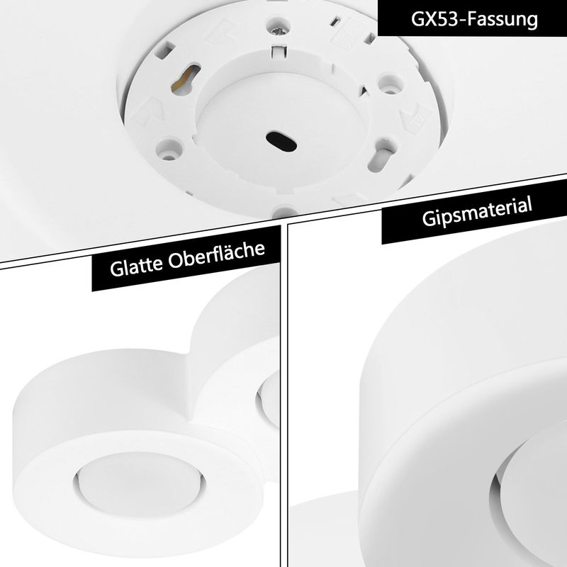 Glitzerlife Deckenleuchte 2 Flammig Aufputz Aufbauspot Weiß - Aufbaustrahler Rund Modern Deckenstrahler GX53 Max.10W Aufbauleuchte Für Küche Esszimmer Flur_voghion.com