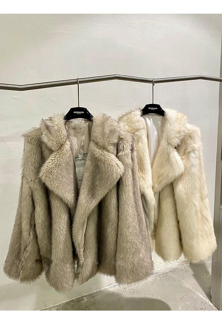 Damenbekleidung 2024 Winter Toka Pelzmantel Damen Mittellanges Temperament Großes Revers Loses Netz Roter Plüschmantel_voghion.com