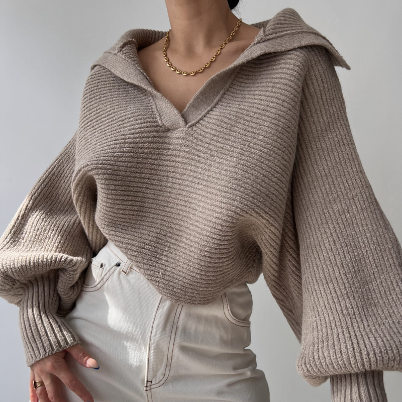 Pull tricoté à col roulé pour femme, nouveau produit printemps et automne 2025_voghion.com