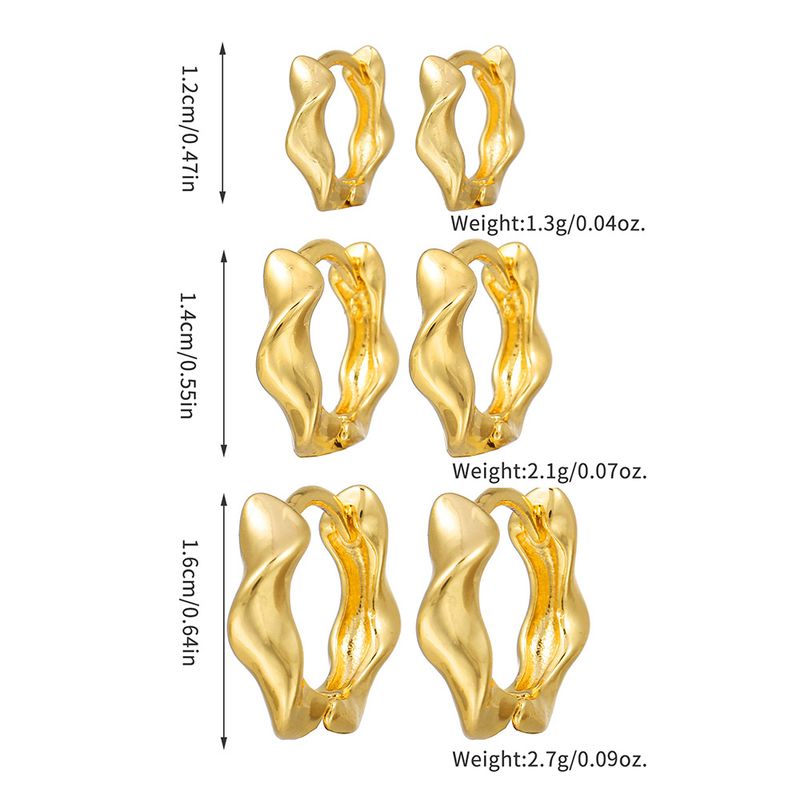 Damen-Schmuckset, modische geometrische Ohrringe aus Metall im Herz-Stil, rund, unregelmäßig, hohl, verkupfert, echtes Gold, für Damen_voghion.com