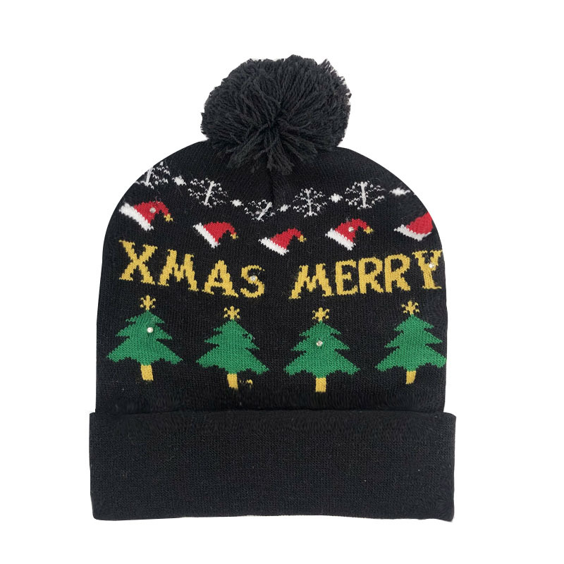 Hat  new style removable battery colorful luminous knitted hat Santa Claus LED light Christmas hat_voghion.com