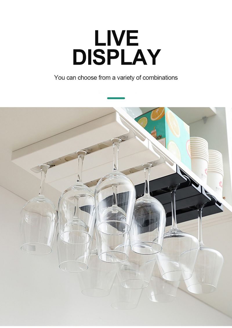 EU Design Wine Glass Rack - Holds 12 Stemware No Drilling | Space-Saving Under Cabinet Holder | ABS Rust-Proof (2 Pack)_voghion.com