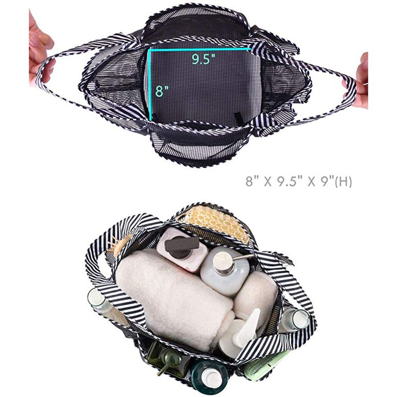 Badeværelsesarrangør Opbevaring Brusekabine Tote Mesh Brusekurv Hurtigtørrende med lommer Bærbar Caddy til Dorm Camping Svømning_voghion.com
