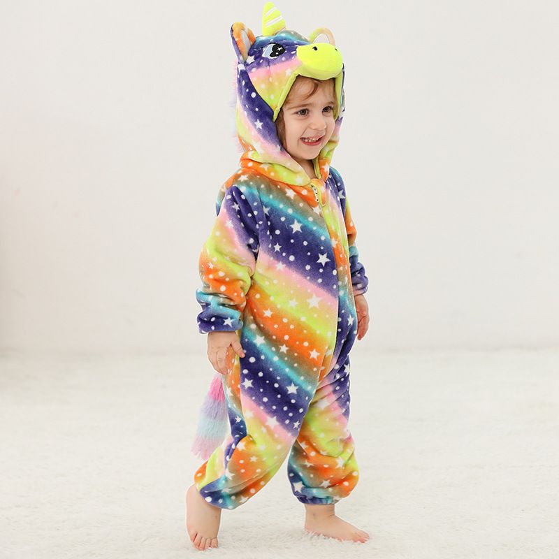 XUANMU Baby Cute Cartoon Flannel Baby Rompers Unicorn Pajamas Cotton Boy Girls Animal Costumes Baby Jumpsuit Outfits XF0030_voghion.com