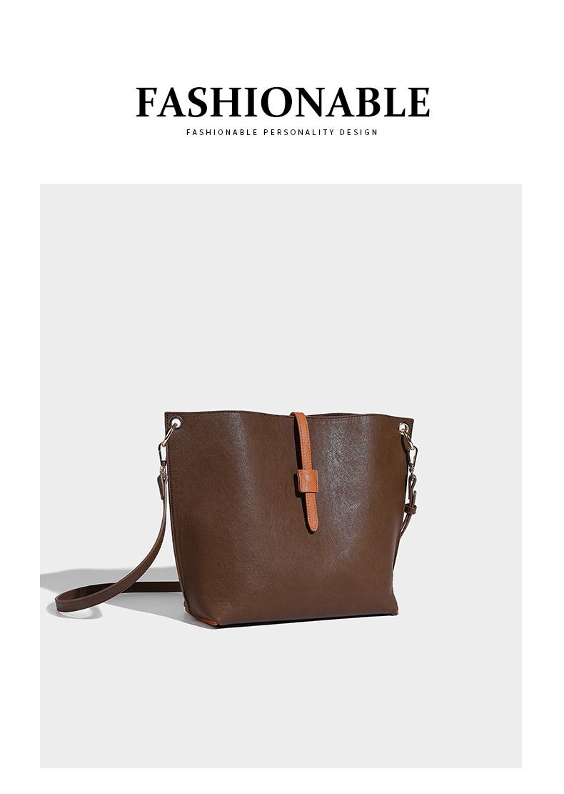 Borsa a secchiello Tote, grande capacità per pendolari, spalla singola con cucitura diagonale incrociata, viaggio per impiegati_voghion.com