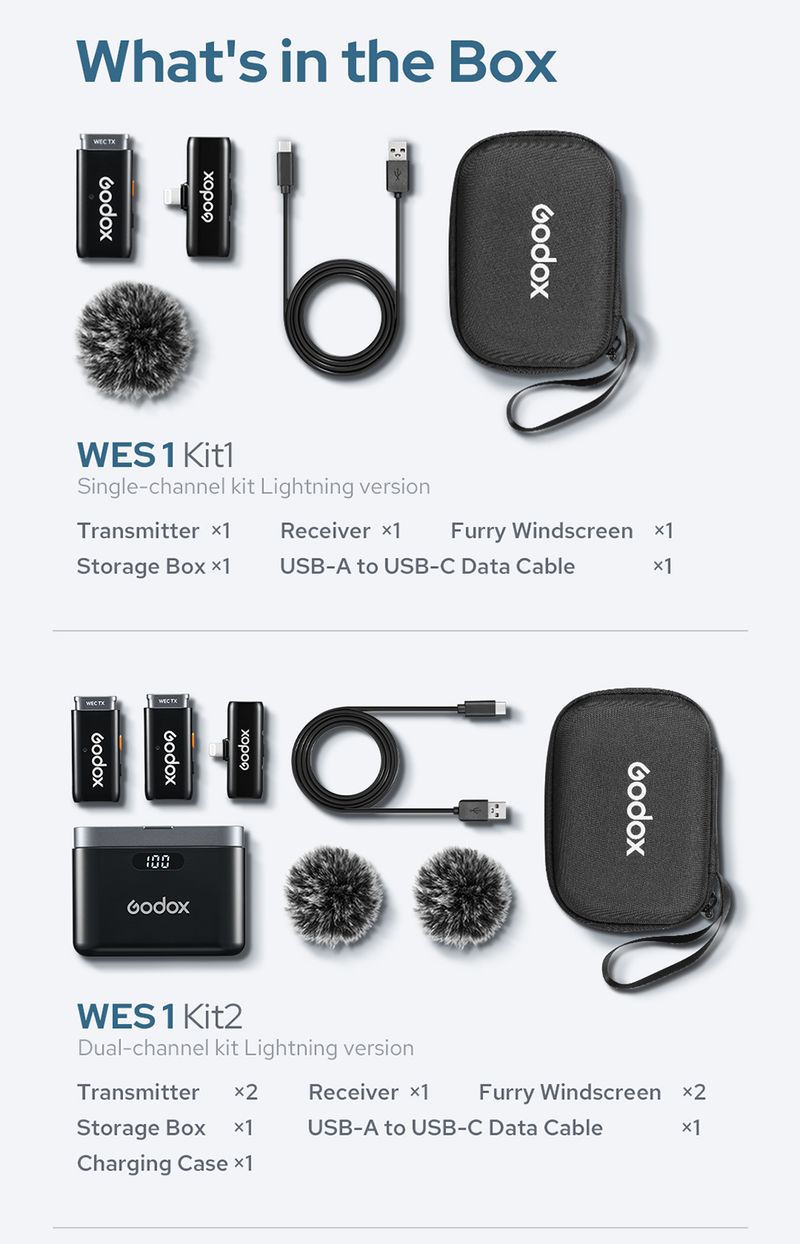 GODOX WES1 WES2 2.4GHz Wireless Microphone System Transmitter Receiver Live Broadcast Reduction Noise Mic for Camera_voghion.com