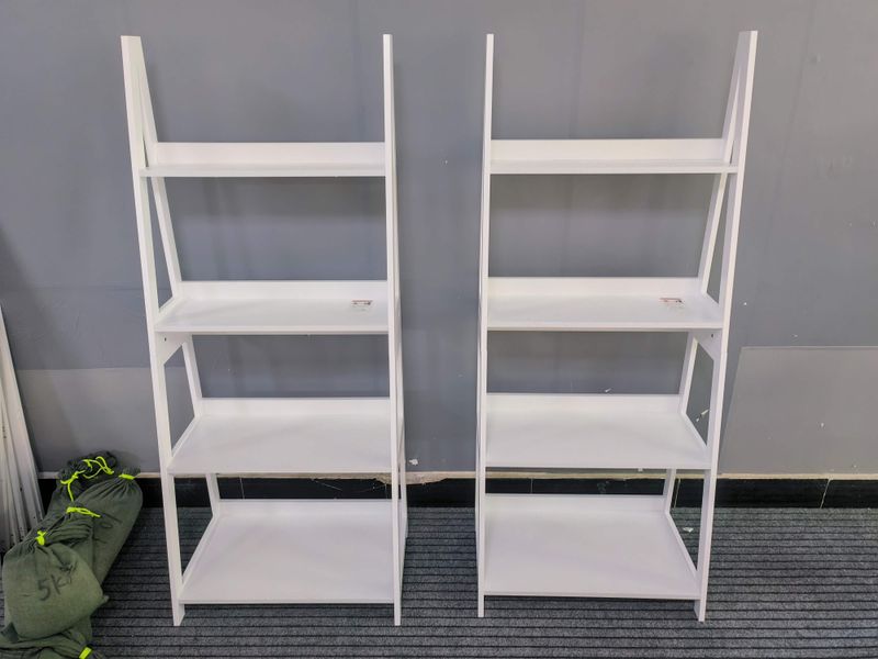 Bücherregal Mit Leiterdesign, 4 Ebenen, Bodenstehendes Regal Für Homeoffice, Bianco_voghion.com