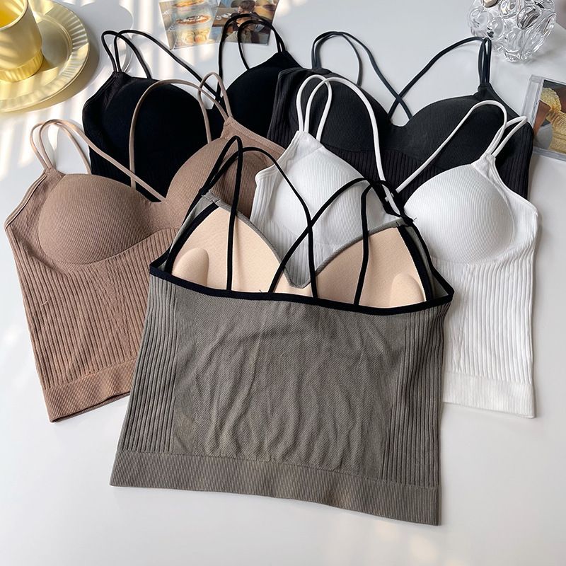 Seamless fixed cup one-piece sexy suspender back bra, gathered, strapless, wrapped, anti glare, breathable underwear for_voghion.com