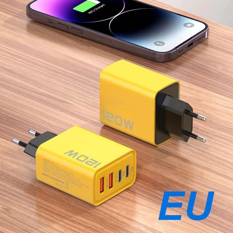 Cross-Border 120W USB + Dual PD Multi-Port US EU UK Standard Fast Charging Head Mobile Phone Charger_voghion.com