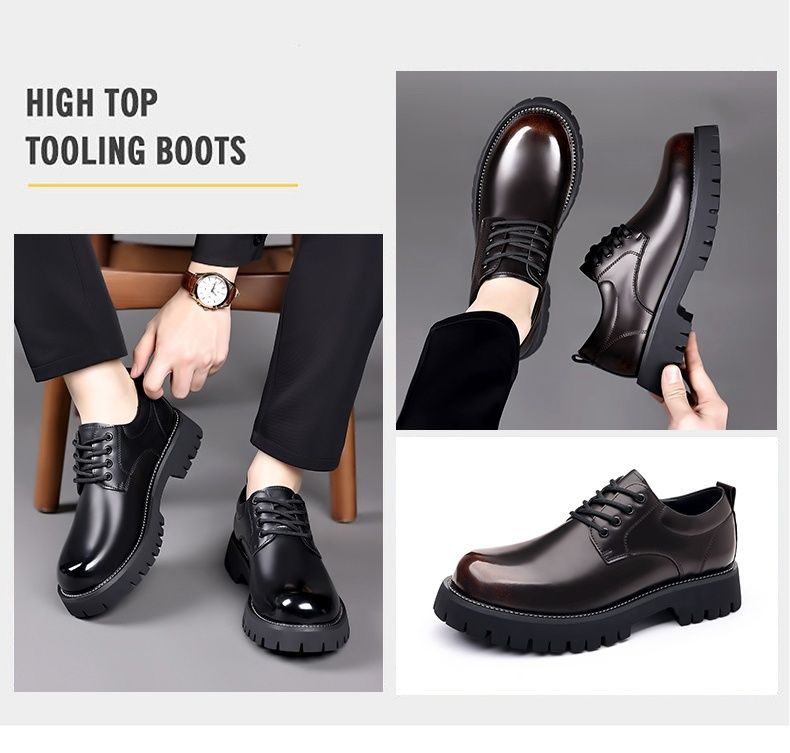 Retro Casual Big Toe Leather Shoes, Polerte Lærsko_voghion.com
