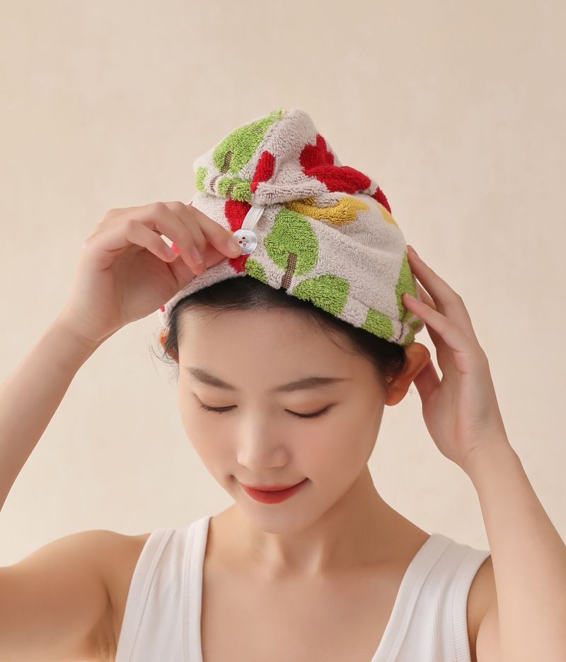 Lillian Neue doppelseitige Frottee-Haarhaube aus garngefärbter, saugfähiger Baumwolle mit langen Stapelfasern_voghion.com