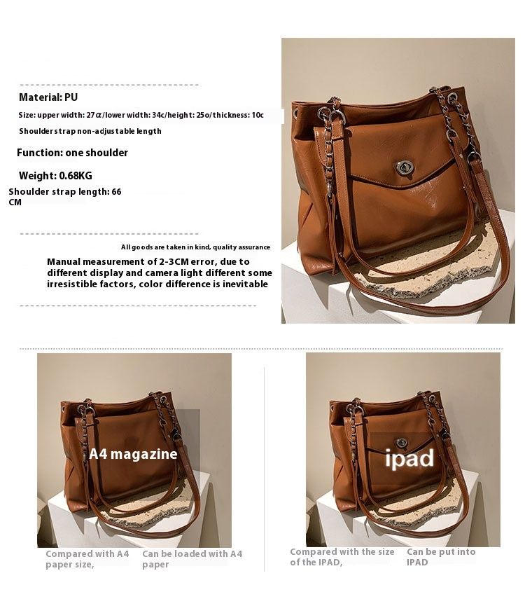 Borse Nuova Texture Pelle di Cera Olio Supporto Extra Large Donna Monospalla Moda Versatile Borsa a Tracolla_voghion.com