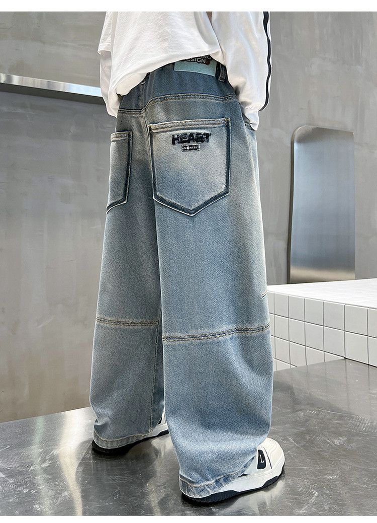 Jeans elasticizzati in denim per bambine con orlo grezzo di Mother & Kids - Comodi ed eleganti per bambine dai 3 agli 8 anni (120-170 cm) Jeans elasticizzati in denim per bambine con orlo grezzo_voghion.com