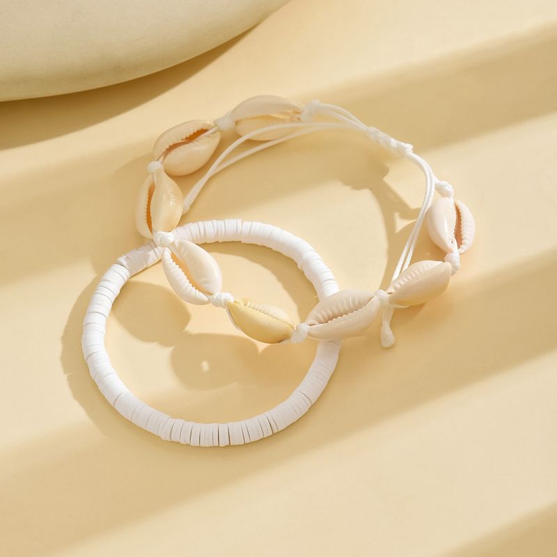 Bohemian Style Beach Vacation Soft Clay Conch Creative Anklet Two-Piece Set_voghion.com