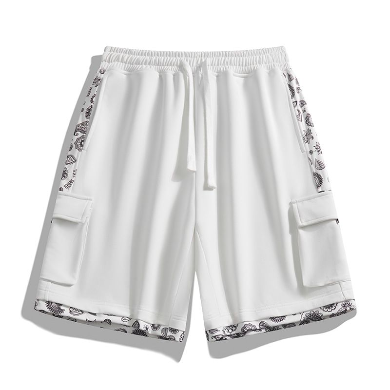 Herenkleding met gekleurde inzetstukken, meerdere tassen, casual shorts, trendy merk losse rechte broeken, herenbroeken_voghion.com