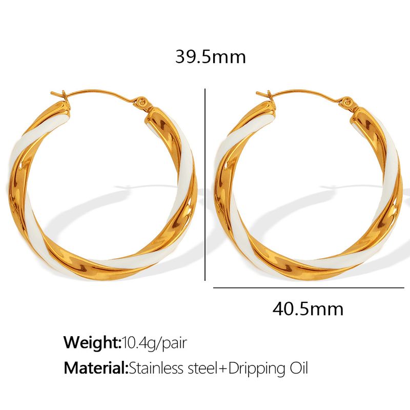 Elegantes Armband mit goldenen Tropfen und mehrfarbigem Öl-Öl-Design, einzigartige Ohrringe mit übertrieben gedrehtem, großem Kreis_voghion.com