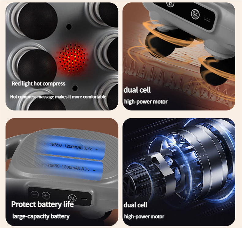 Professional Grade Six-Head Fascia For Muscle Relaxation, Wireless Charging, High-Frequency Vibration, Back And Foot_voghion.com