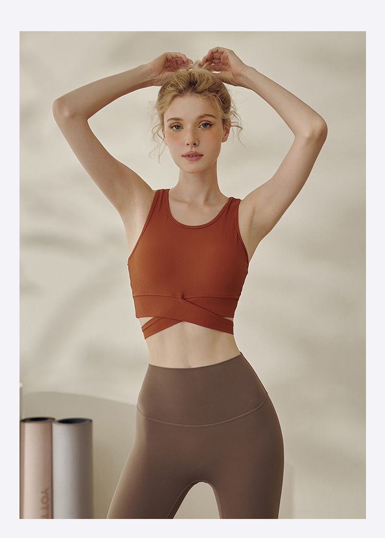 Sport-BH für Damen, Cross-Back-Yoga-Top, Laufweste, Push-Up, Oberbekleidung, Fitness-Unterwäsche, hochfester Halt_voghion.com