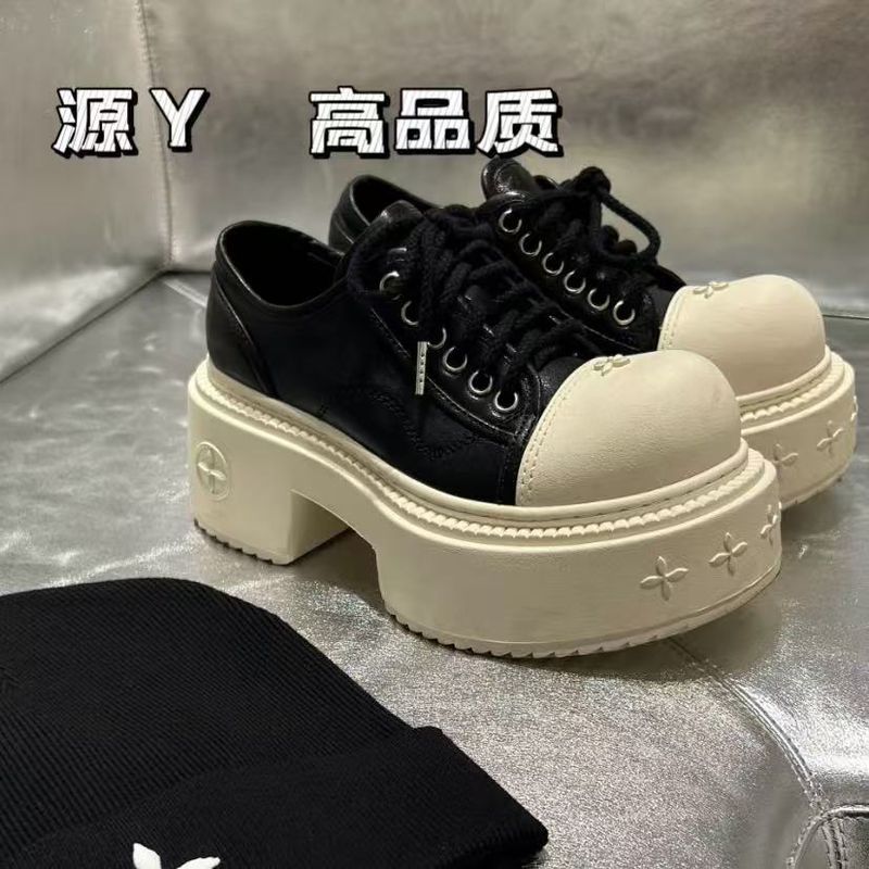 SMFK Derby-Schuhe mit Kreuzmuster, echtes Leder, dicke Sohle, großer Kopf, lässig, Panda, trendige Marke, Canvas, höhenverstärkende Schuhe_voghion.com