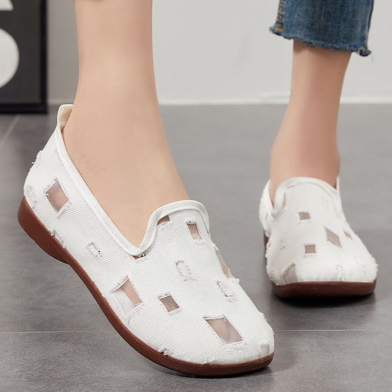 Schuhe Damen, Atmungsaktiv Vielseitig Für Frühling Und Sommer, Einzelner Fuß Faul Flacher Mund Flache Unterseite Loch Schuhe,_voghion.com