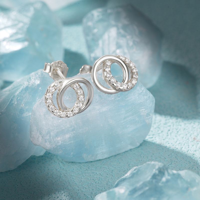 Women's Jewelry 925 Silver Niche Design Simple New Style Net Red Temperament Double Circle Earrings Earrings_voghion.com