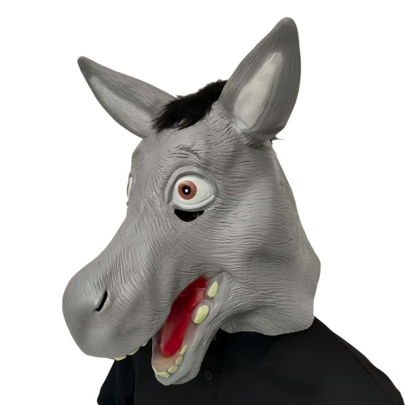 Party Masks Happy Donkey Head Cover Halloween Funny Costume Chatterbox Donkey Mask Big Mouth Donkey Head Cover Bar Dance Party Mask_voghion.com