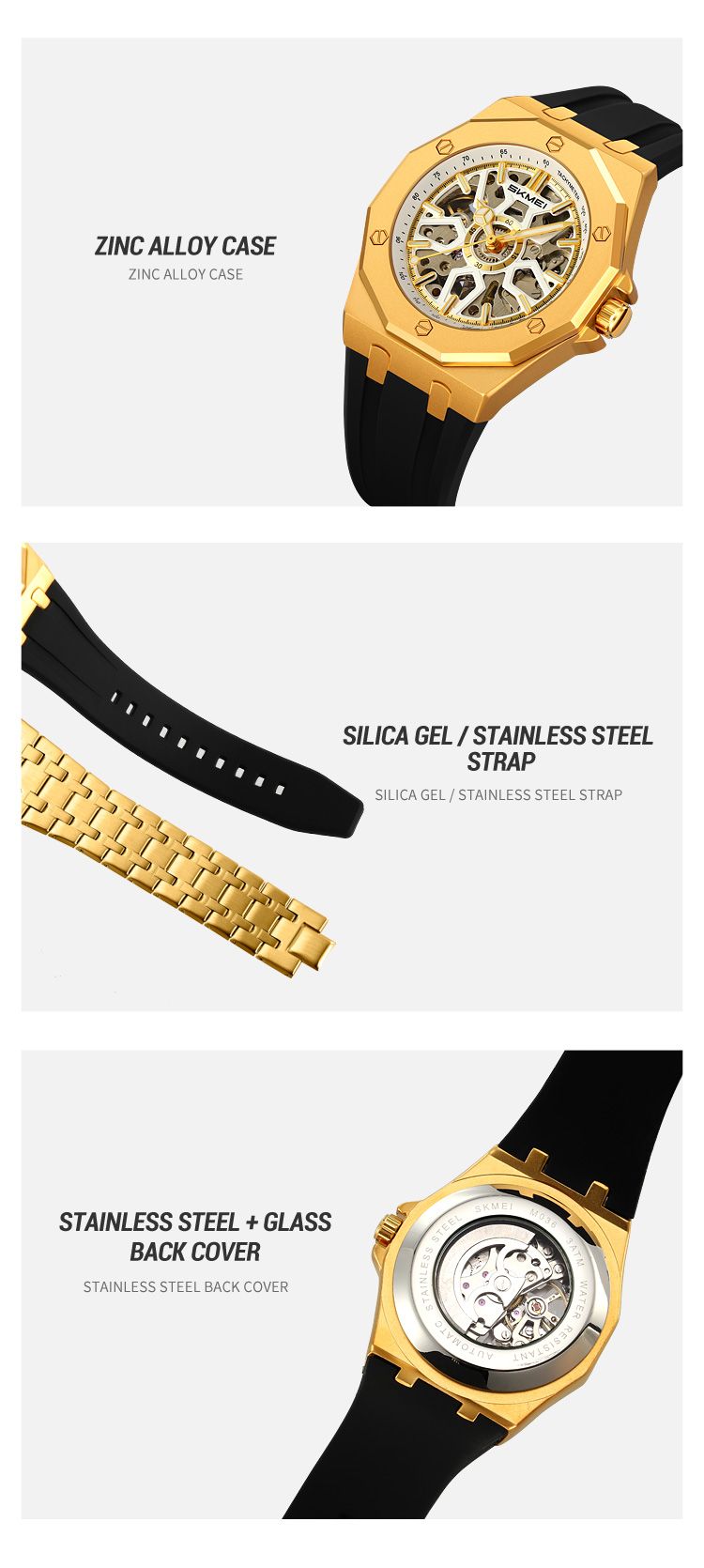 MEI Luxury Mechanical Movement Mens Casual Alloy Watches Movement Waterproof Mens Wristwatches Week Display Male Clock M036_voghion.com