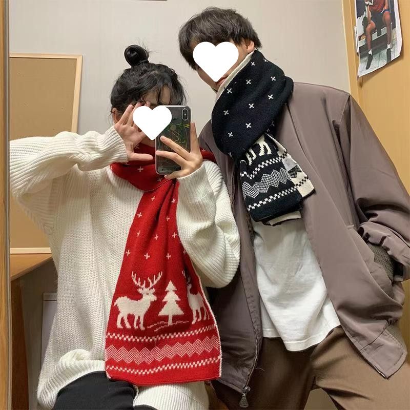 Regalo di Natale Cervo Unisex Inverno Coppia Stile Versatile Sciarpa Tricolore Studente Caldo All'ingrosso Spedizione Gratuita_voghion.com