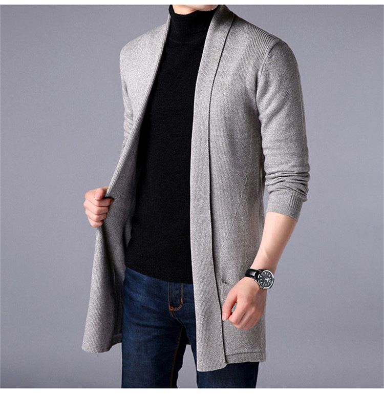Lange Strickjacke für Herren – Übergroßer Taschenpullover | Minimalistischer Mantel für alle Jahreszeiten_voghion.com
