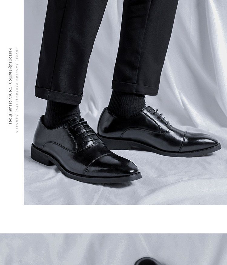 Men's Genuine Leather Dress Shoes - Business Casual & Wedding Groom Oxfords, British Style Formal Shoes_voghion.com
