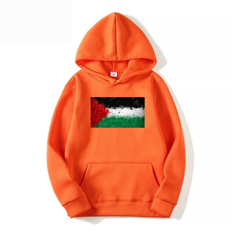 Felpa con cappuccio casual tinta unita con tema Pakistan-Israele Palestina da donna_voghion.com