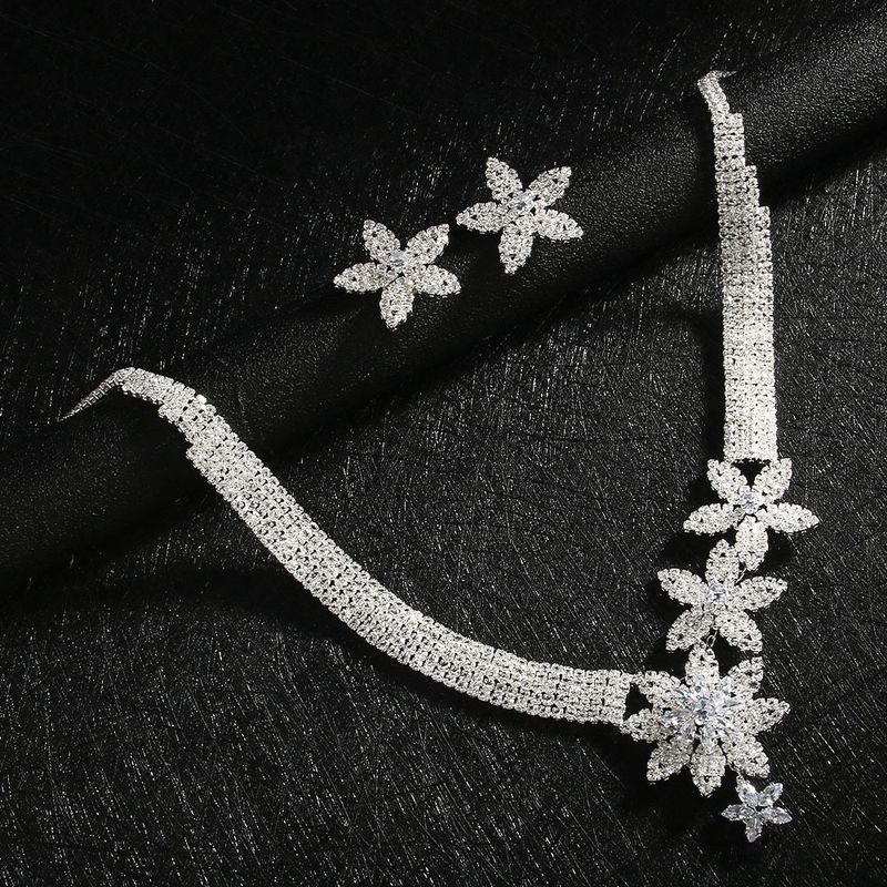 Earring High-End Full Diamond Inlaid Necklace For Banquet Jewelry Set_voghion.com