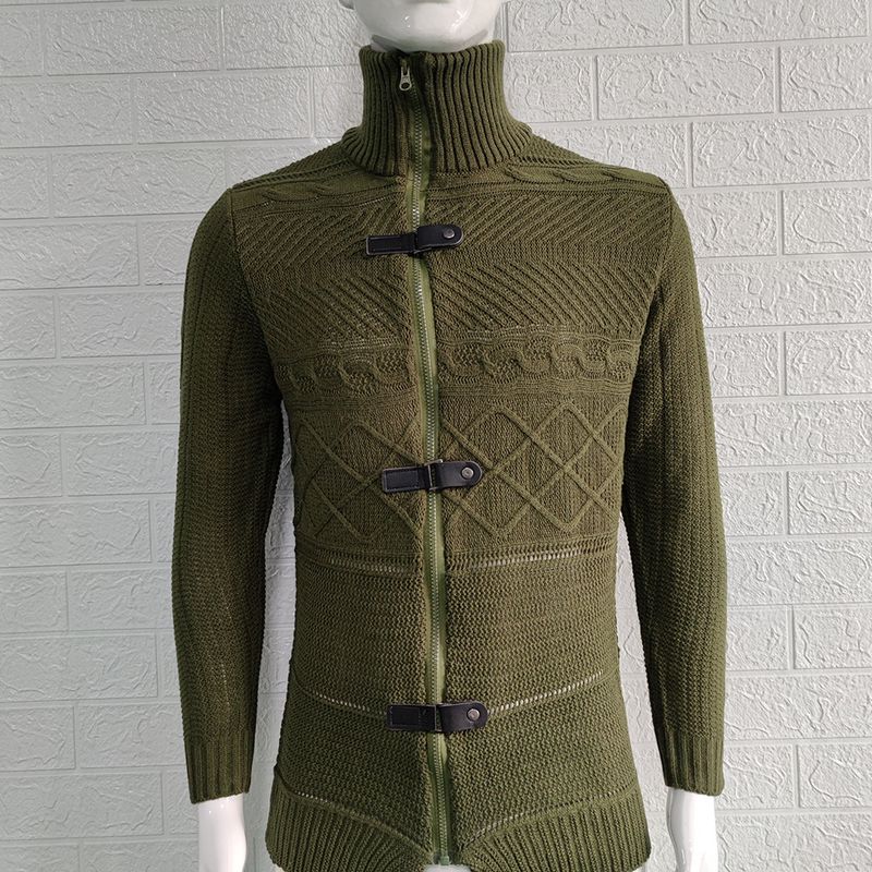 Herrenbekleidung Herrenbekleidung 2024 Herbst und Winter Neuer verdickter Rollkragenpullover Langarmpullover mit Lederschnalle_voghion.com