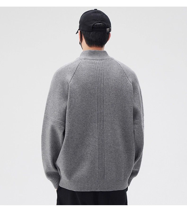 Strickjacke mit Reißverschluss in Übergröße – atmungsaktiv, dehnbar und maschinenwaschbar – Schwarz und Grau – lockere Passform für Freizeitkleidung (S-2XL)_voghion.com