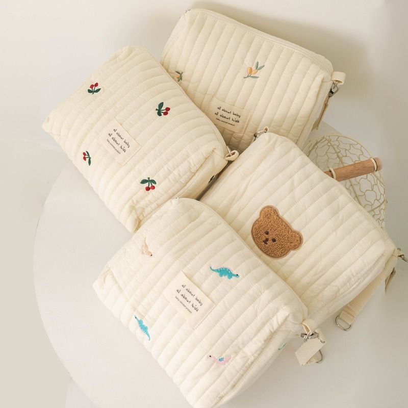 Borsa per pannolini in cotone Ins per passeggino Borsa appesa Articoli per bambini Pannolino Caddy Organizer Borsa per mamma Cerniera Carino Donne Borse per il trucco Bambini_voghion.com