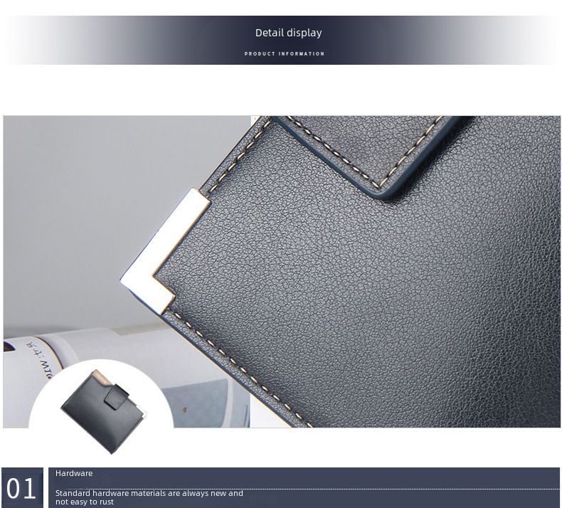 Casual Men's Wallet Multi-functional Wallet Zipper Buckle Three Fold Coin Wallet_voghion.com