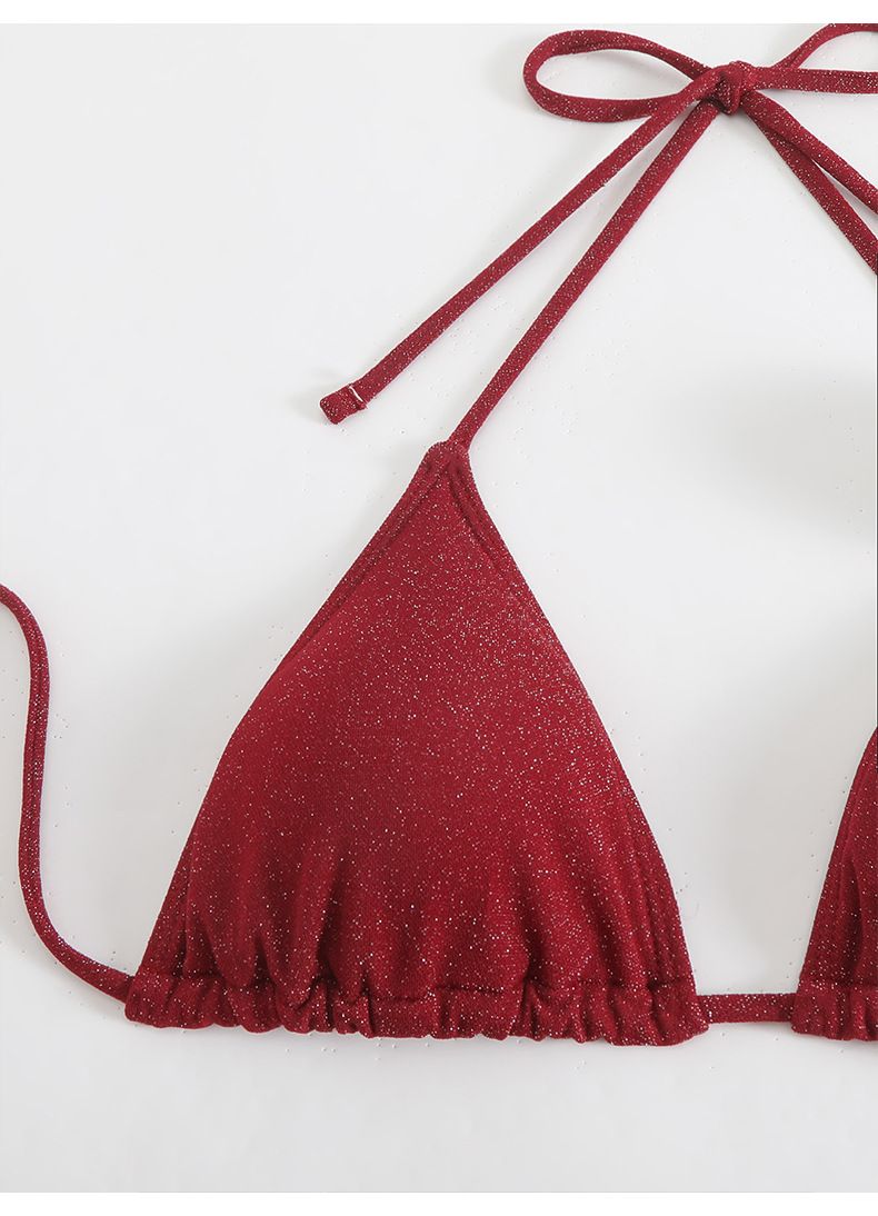 Ensemble bikini européen et américain trois pièces 2025 nouveau maillot de bain fendu à lacets maillot de bain croisé de couleur unie bikini_voghion.com