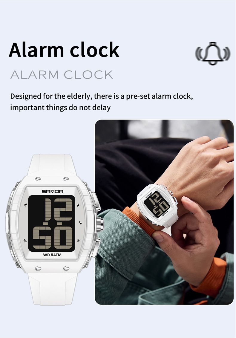 Orologio digitale ad attivazione vocale con ampio display, sveglia, impermeabile per anziani e ipovedenti Orologio digitale per anziani con ampio schermo_voghion.com