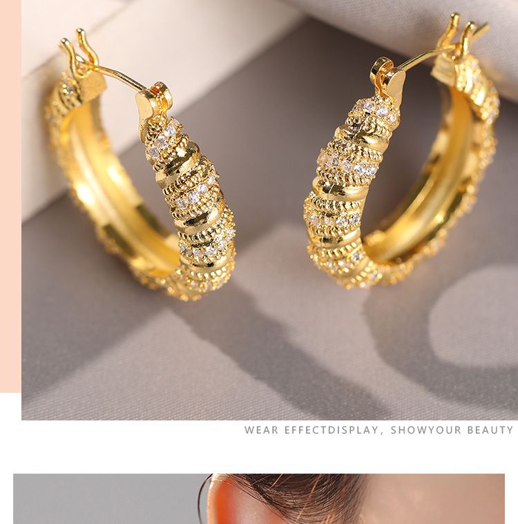 Orecchini da donna in oro con gemme e perle, stile francese, orecchini a cerchio eleganti e di lusso con zirconi intarsiati di alta qualità_voghion.com