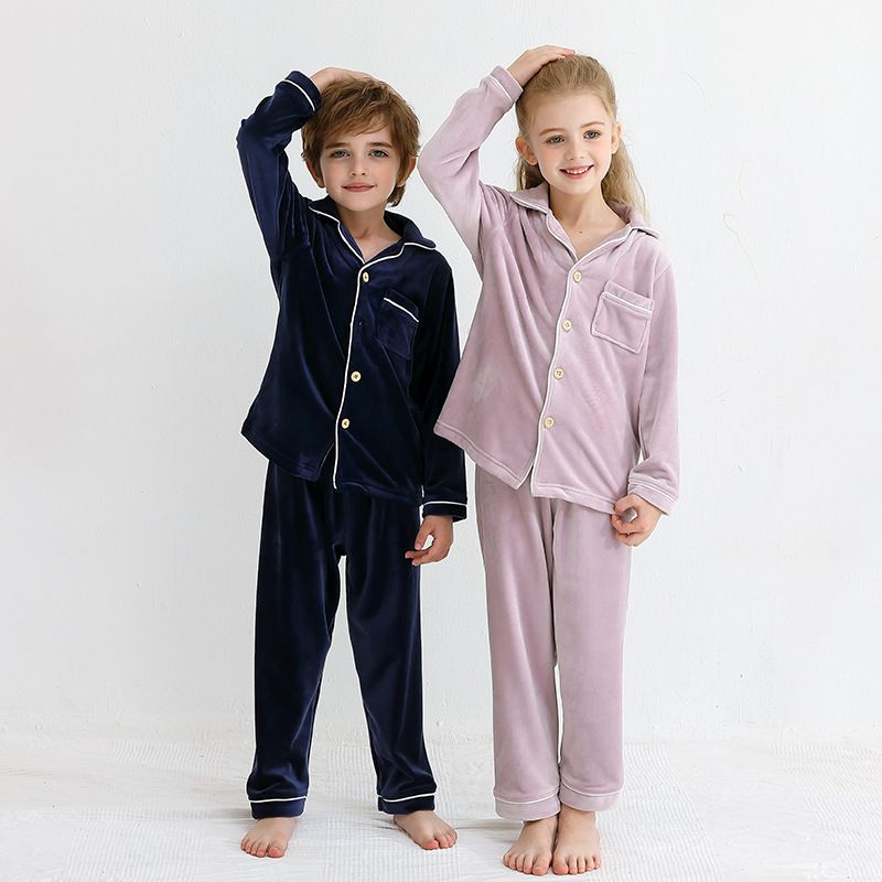 Children's Pyjamas Set Flannel Spring And Autumn Thickened Baby Large Children's Home Wear For Boys And Girls Parent-child Pyjamas_voghion.com