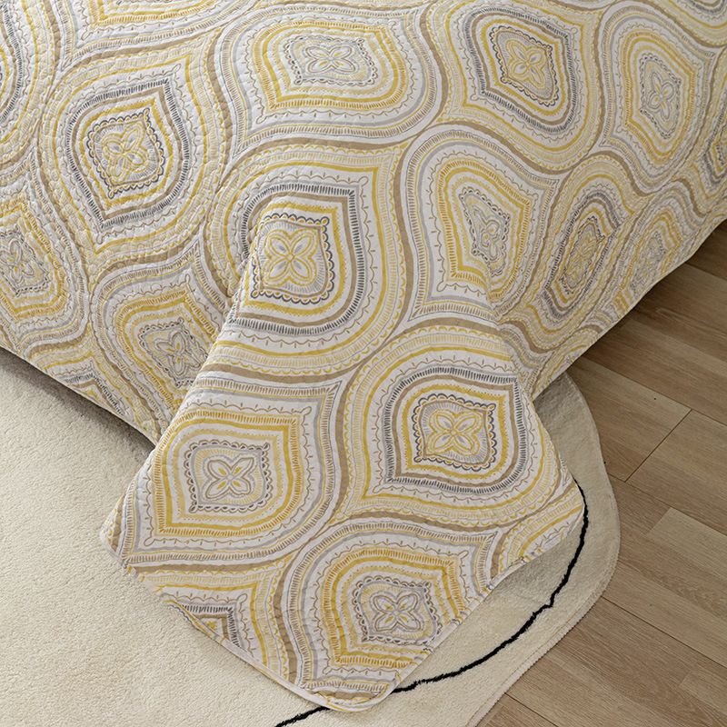 Bedruckte, gesteppte Tagesdecke aus 100 % Baumwolle, Größe S – 3-teiliger Ganzjahres-Bettbezug mit 2 Kissenbezügen, waschbar, leicht_voghion.com