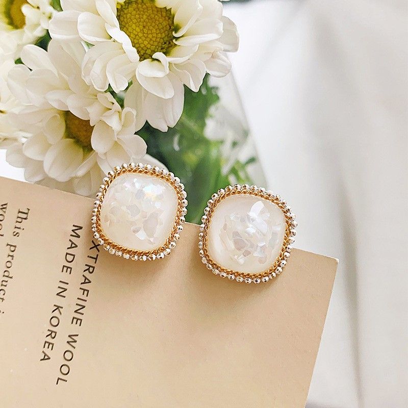 Orecchini Silver Needle, freschi e dolci fiori, stile nuova vacanza estiva, orecchini di lusso leggeri di Instagram coreano_voghion.com