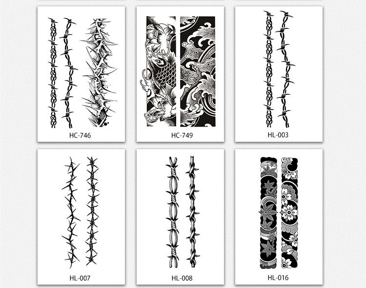 Tatuaggi temporanei a fascia da braccio - Design impermeabile con onde di vite e spine floreali, adesivi per tatuaggi finti realistici per uomini e donne_voghion.com