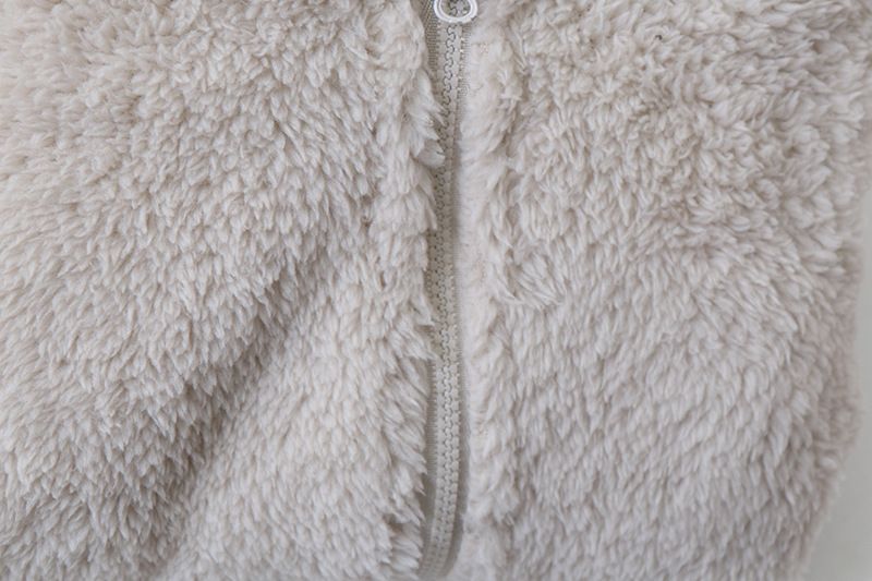 Soft Fleece Hooded Baby Jumpsuit With Mittens - Unisex Cartoon Style Infant Romper For Newborns - Cozy Zipper Closure, Long Sleeve, Neutral Colors_voghion.com