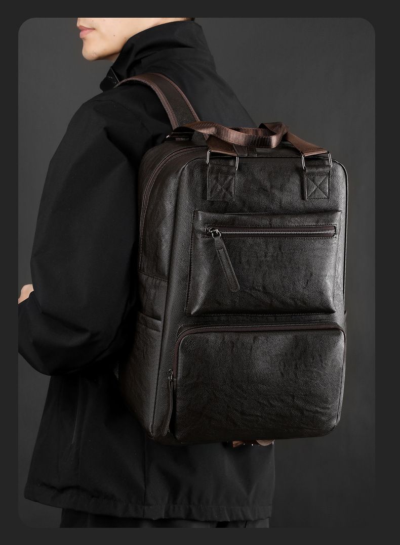 Retro Men's High-end Business Backpack, Large Capacity Trendy Outdoor Travel Bag, Commuting Computer Backpack_voghion.com