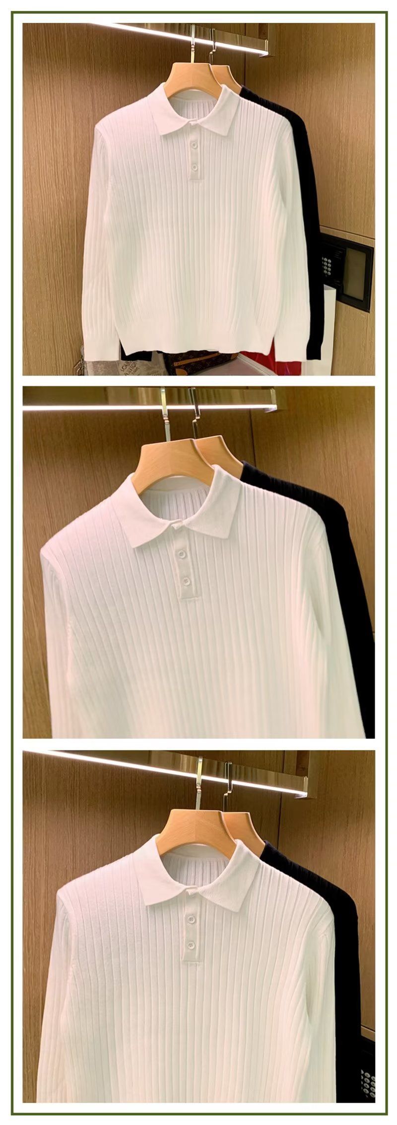 Meeste Retro Slim Fit polosärk, triibuline revääriga kampsun sügiseks ja talveks, teismelistele, pikkade varrukatega_voghion.com