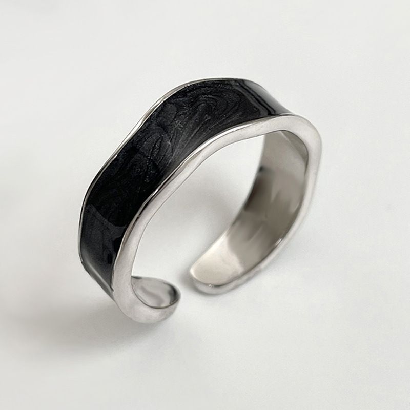 Anelli per il mignolo geometrici alla moda, in resina nera, stile unisex, combinazione creativa_voghion.com