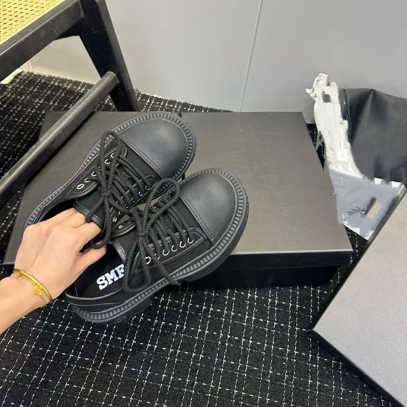 Cross Flower Plate Top New Low-Top Rindsleder Canvas Dicke Sohle Höhenvergrößernde Schnürung Lässiger Farbblock-Chunk_voghion.com